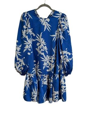 Alexie (TARGET) Royal Blue and White Floral Mini Dress- SIZE XS